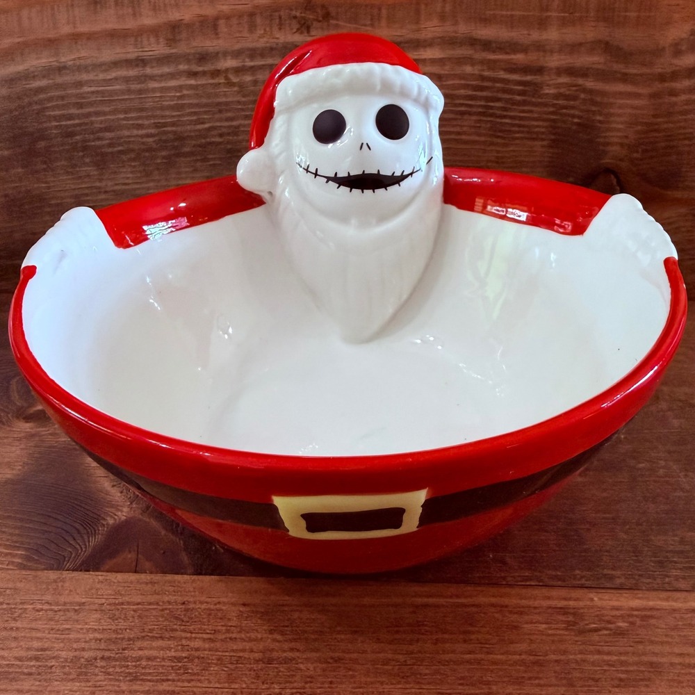 Disney Nightmare Before Christmas Jack Skellington Sandy Claws Ceramic Bowl